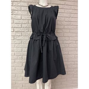 Couture Brooch Women Black Pleated Cinch Waist Dress Size 38 (M)